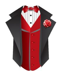 Tuxedo Shirts With Red Vest T-Shirts