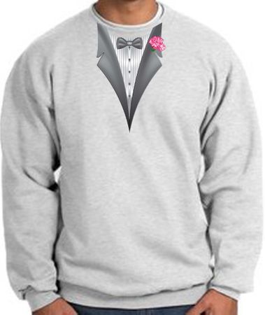 Tuxedo Sweatshirt With Pink Flower - Ash Grey