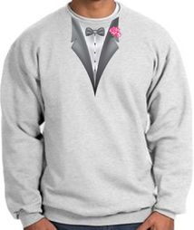 Tuxedo Sweatshirt With Pink Flower - Ash Grey