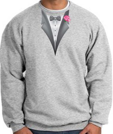 Tuxedo Sweatshirt With Pink Flower - Athletic Heather