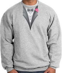 Tuxedo Sweatshirt With Pink Flower - Athletic Heather