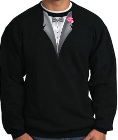 Tuxedo Sweatshirt With Pink Flower - Black