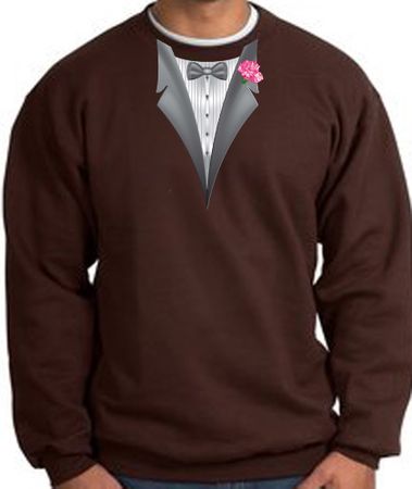 Tuxedo Sweatshirt With Pink Flower - Brown