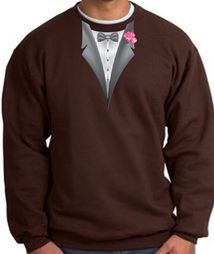 Tuxedo Sweatshirt With Pink Flower - Brown