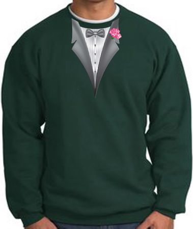 Tuxedo Sweatshirt With Pink Flower - Dark Green