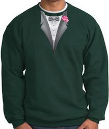 Tuxedo Sweatshirt With Pink Flower - Dark Green