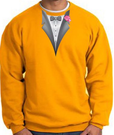 Tuxedo Sweatshirt With Pink Flower - Gold