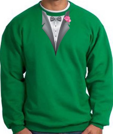 Tuxedo Sweatshirt With Pink Flower - Kelly Green