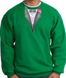Tuxedo Sweatshirt With Pink Flower - Kelly Green