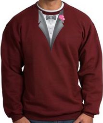 Tuxedo Sweatshirt With Pink Flower - Maroon