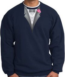 Tuxedo Sweatshirt With Pink Flower - Navy