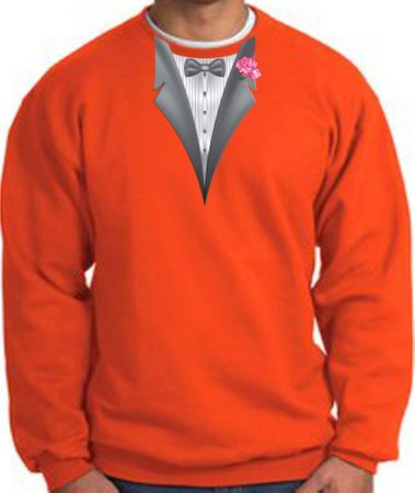 Tuxedo Sweatshirt With Pink Flower - Orange