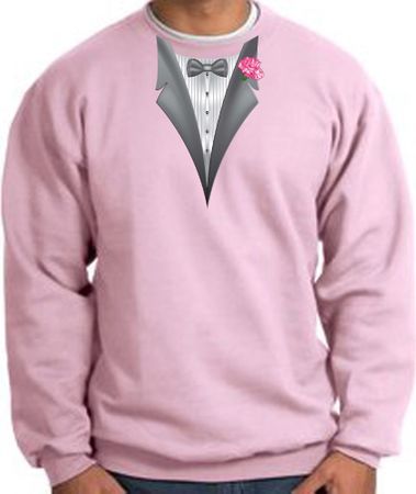 Tuxedo Sweatshirt With Pink Flower - Pink