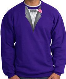 Tuxedo Sweatshirt With Pink Flower - Purple