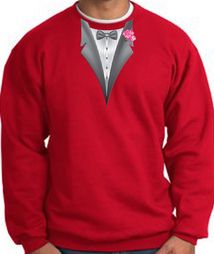 Tuxedo Sweatshirt With Pink Flower - Red