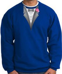 Tuxedo Sweatshirt With Pink Flower - Royal Blue