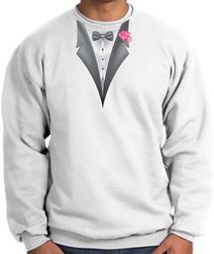 Tuxedo Sweatshirt With Pink Flower - White