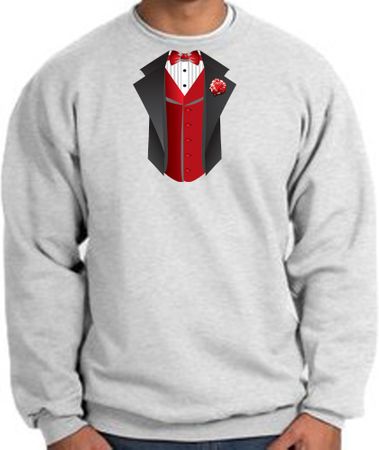 Tuxedo Sweatshirt With Red Vest - Ash