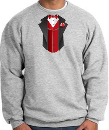 Tuxedo Sweatshirt With Red Vest - Athletic Heather