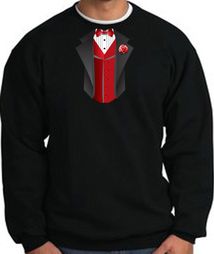 Tuxedo Sweatshirt With Red Vest - Black
