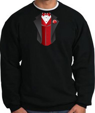 Tuxedo Sweatshirt With Red Vest - Black