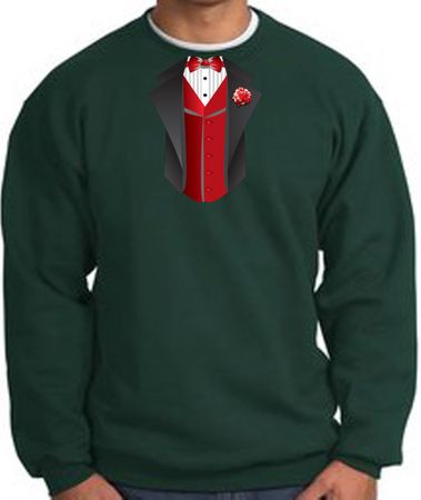 Tuxedo Sweatshirt With Red Vest - Dark Green
