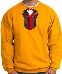 Tuxedo Sweatshirt With Red Vest - Gold
