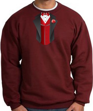 Tuxedo Sweatshirt With Red Vest - Maroon