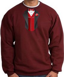 Tuxedo Sweatshirt With Red Vest - Maroon