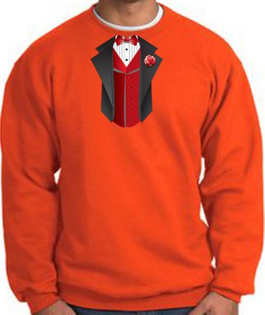 Tuxedo Sweatshirt With Red Vest - Orange