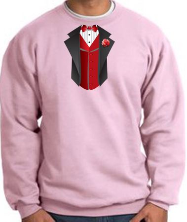 Tuxedo Sweatshirt With Red Vest - Pink
