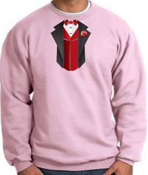 Tuxedo Sweatshirt With Red Vest - Pink