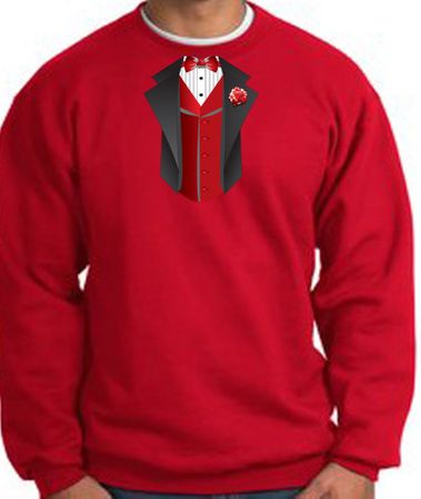 Tuxedo Sweatshirt With Red Vest - Red