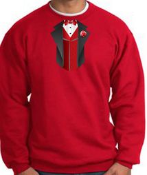 Tuxedo Sweatshirt With Red Vest - Red