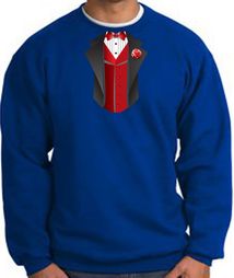Tuxedo Sweatshirt With Red Vest  - Royal Blue