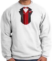 Tuxedo Sweatshirt With Red Vest - White