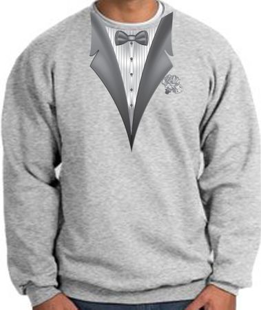 Tuxedo Sweatshirt With White Flower - Athletic Heather