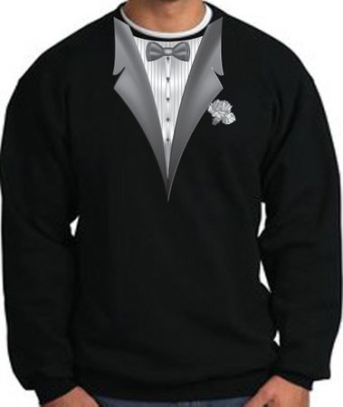 Tuxedo Sweatshirt With White Flower - Black