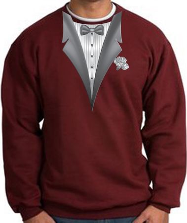 Tuxedo Sweatshirt With White Flower - Maroon