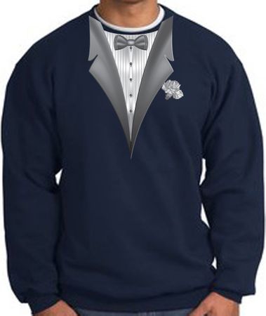 Tuxedo Sweatshirt With White Flower - Navy Blue