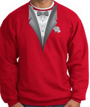 Tuxedo Sweatshirt With White Flower - Red