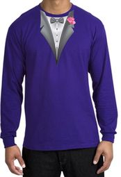 Tuxedo T-shirt Long Sleeve with Pink Flower - Purple