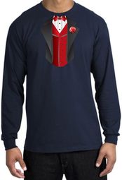 Tuxedo T-shirt Long Sleeve With Red Vest - Navy