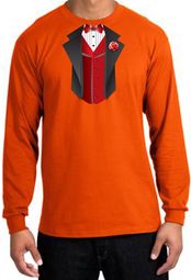 Tuxedo T-shirt Long Sleeve With Red Vest - Orange
