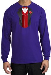 Tuxedo T-shirt Long Sleeve With Red Vest - Purple