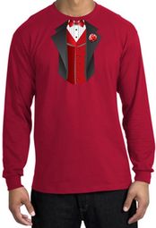 Tuxedo T-shirt Long Sleeve With Red Vest - Red
