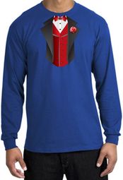 Tuxedo T-shirt Long Sleeve With Red Vest - Royal