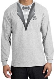 Tuxedo T-shirt Long Sleeve With White Flower - Ash Tuxedo T-shirt Long Sleeve With White Flower - Ash