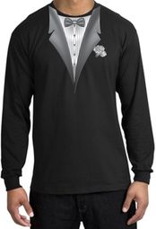 Tuxedo T-shirt Long Sleeve With White Flower Black Shirt Tuxedo T-shirt Long Sleeve With White Flower Black Shirt