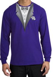 Tuxedo T-shirt Long Sleeve With White Flower - Purple Tuxedo T-shirt Long Sleeve With White Flower - Purple